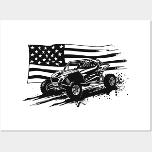 Dune Buggy USA Flag Sand Driver 4x4 Beach American rider Posters and Art